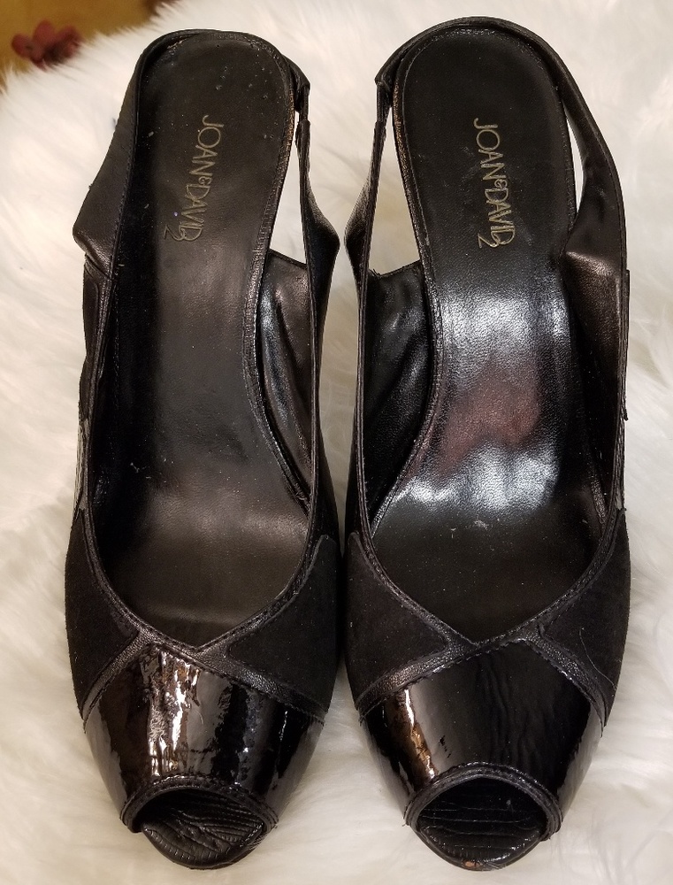 Joan and David black slingback heels